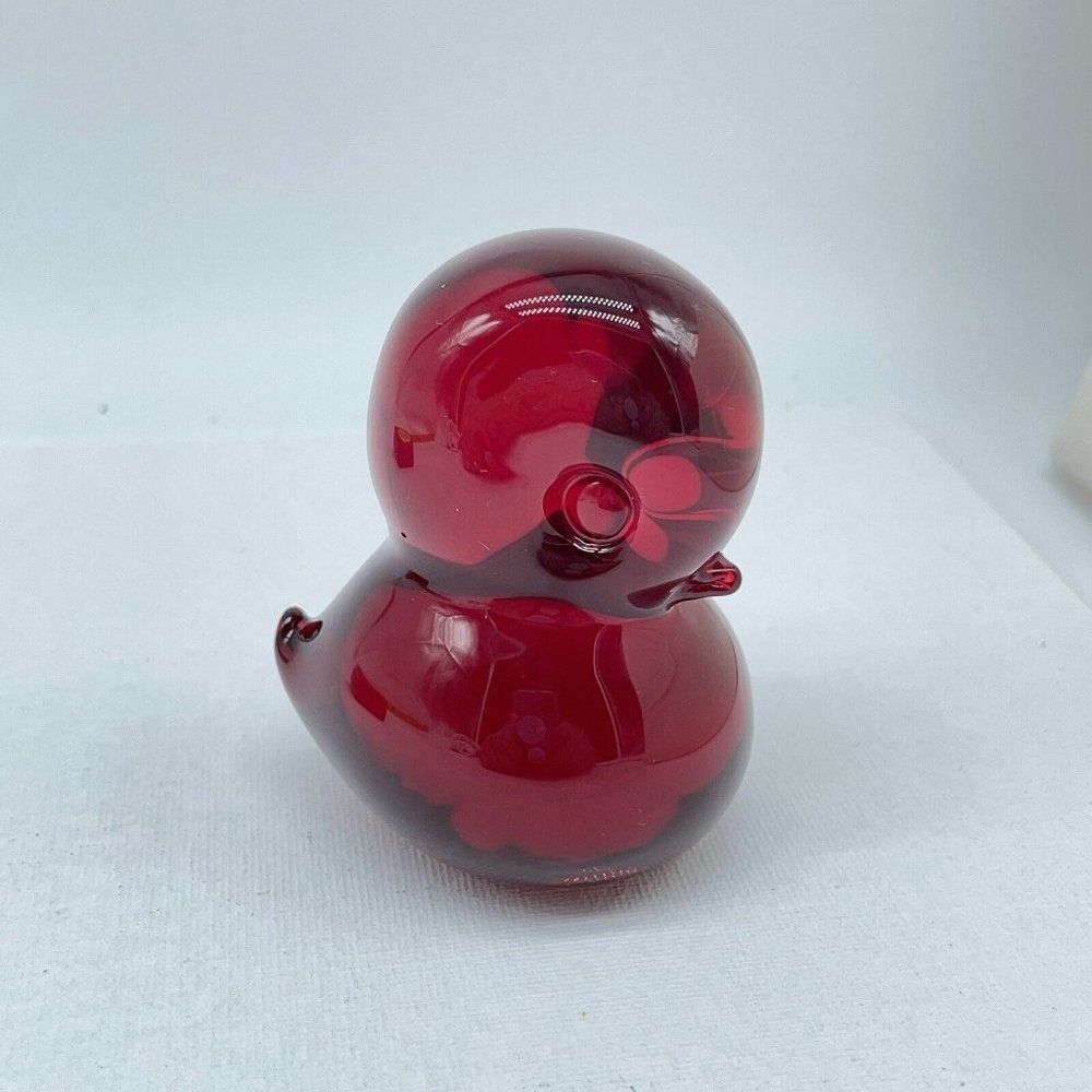 Vtg Red Duckling Art Glass Bird FM Konstglas Of Ronneby Sweden Paperweight Figur - Picture 3 of 10